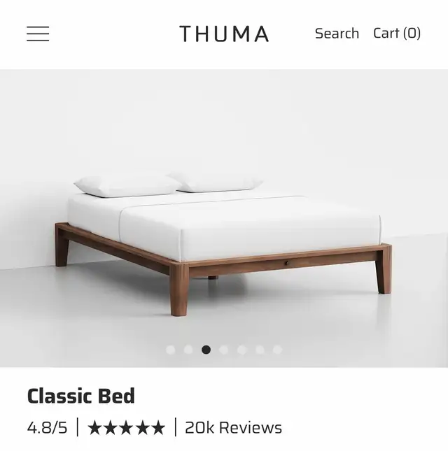 Queen size Thuma bed frame. no headboard - walnut finish in Beds & Mattresses in City of Montréal - Image 4