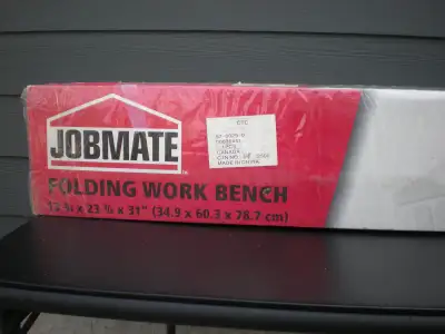 JOB MATE FOLDING WORK BENCH- $50.00 -NEW, NEVER TAKEN FROM THE BOX -13 3/4 INCHES X 23 3/4 INCHES X...