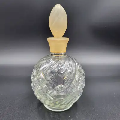 Vintage Avon Bottle Clear Glass Frosted Top Twist Empty Perfume, View more