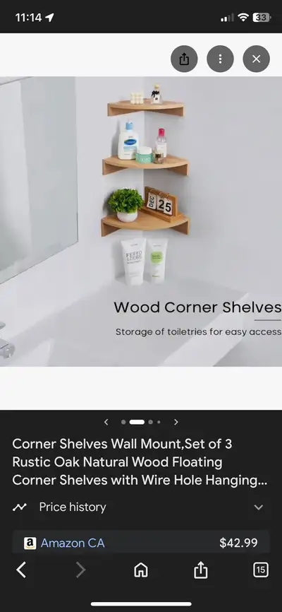 Wood Corner Shelves moving sale , View more