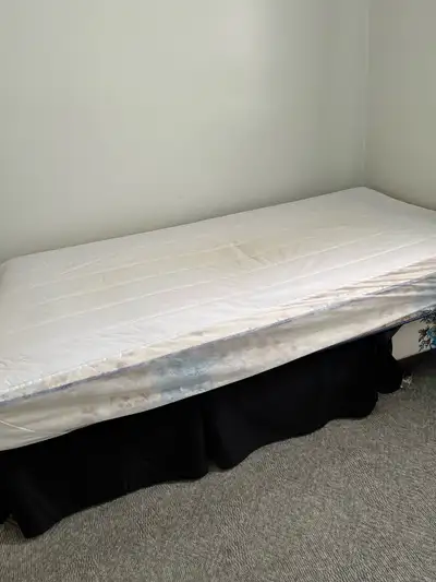 Mattress, box spring, frame and bed skirt included