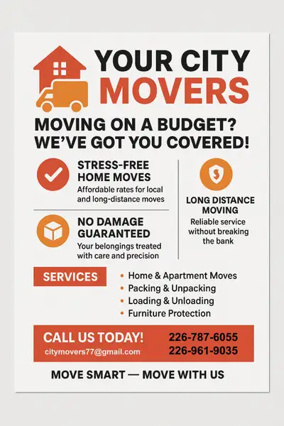 YOUR CITY MOVERS 96 now Local & Long Distance Moving Experts You Can Trust At *Your City Movers* *,...