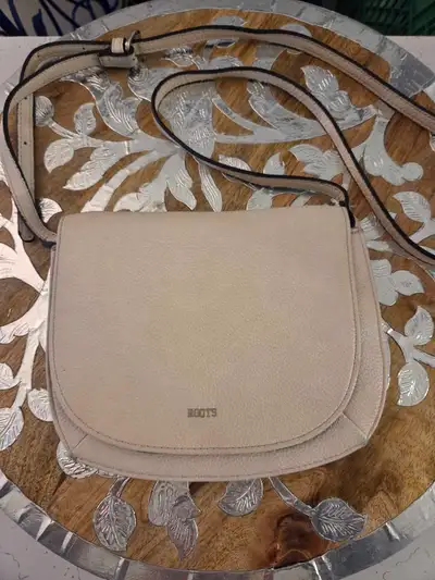 Roots Cream Leather Crossbody Bag, View more