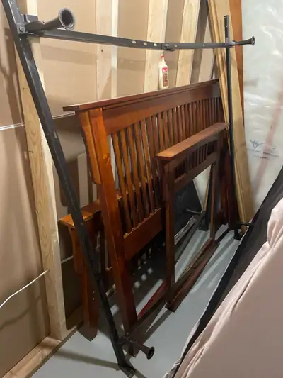 bed frame, mirror,  box spring and metal base, View more