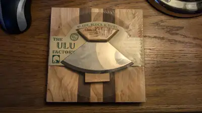 Brand New Alaskan Birch Bowl, Ulu and Stand, View more