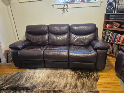 **!! FREE, WELL-MADE, LEATHER RECLINING COUCH !!**, View more