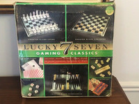 Wonderful Vintage Retro 7 Game GLASS CHESS Backgammon Checkers