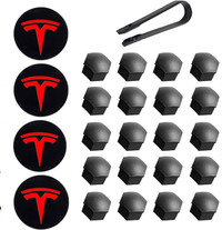Tesla Model 3 Y Wheel Center Hub Cap Lug Nut Cover Red Black w/