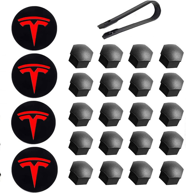 Tesla Model 3 Y Wheel Center Hub Cap Lug Nut Cover Red Black w/ in Other in City of Toronto