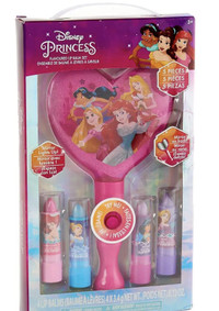 Disney Girls Multi Color Princess Lip Balm Light Up Mirror Set