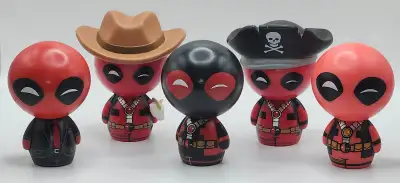 Funko Dorbz Marvel Deadpool lot of 5 Cowboy exclusive Pirate Black suit exclusive Black outfit exclu...