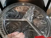 Christmas decorative glass plate, with 3 sections