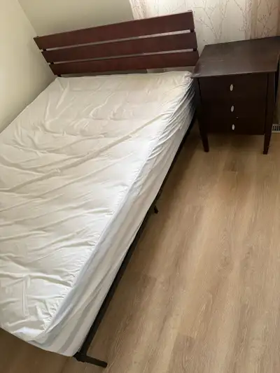 Queen bed frame with mattress, View more