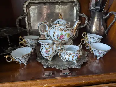 Limoges China Set Floral with Gold Trim, View more