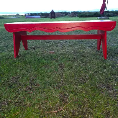 Custom Made Vintage Folk Art Bench, View more