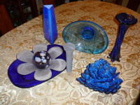 Superbe ensemble d'accessoiresUNIQUES verre style Murano saphire