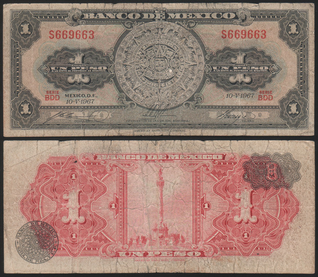 TBQ’s World Currency – Mexico [P-59] (1967) 1 Peso dans Art et objets de collection  à Ville de Montréal