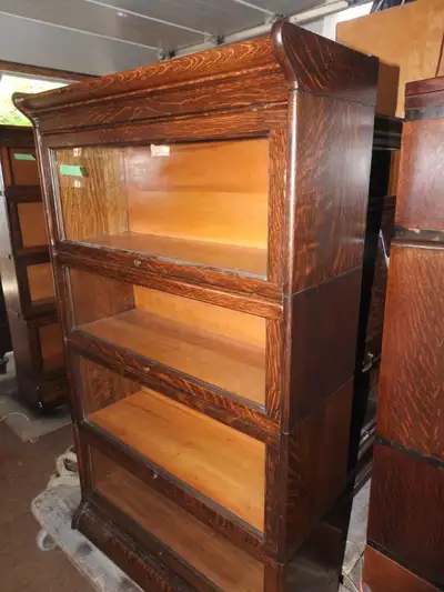 Antique barrister bookcase, 4 glass sections, made by Gunn, View more