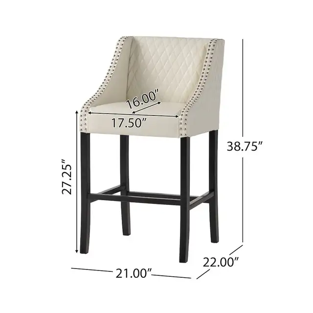 28" Ivory Leather and Wood Bar Stool in Chairs & Recliners in Markham / York Region - Image 11