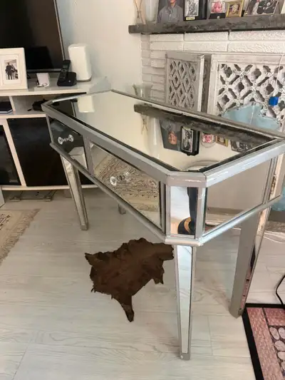 Mirrored Console Table with 2 Drawers – Silver, View more