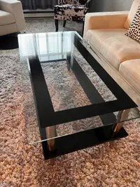 Coffee table black and glass