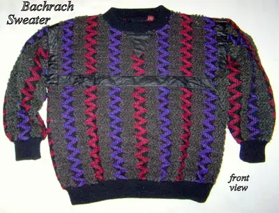 Vintage Bachrach Sweater, knit soft, excellent, black + colors L, View more