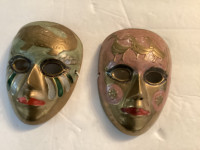 2 Vintage Brass  Face Masks