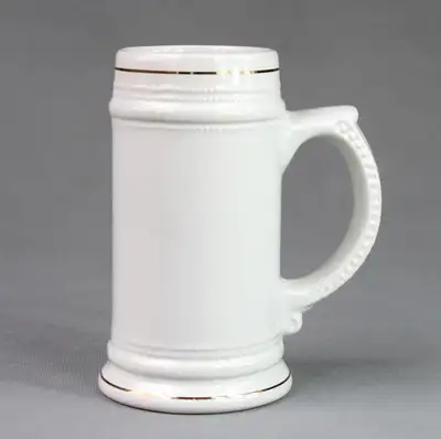 1Pc 22oz Golden Rim Ceramic Beer Mug Heat Press Transfer 001423, View more