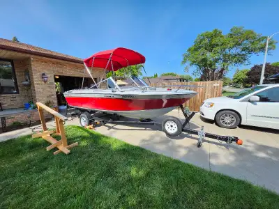 17' Wilker boat with trailer. Deep v hull good for rough water and lake fishing. Many many, new part...