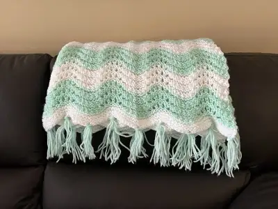 Hand knit baby blanket, View more