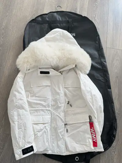 YVES Salomon-white down & fur bachette parka, View more