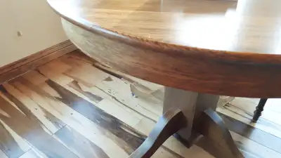 Magnifique Table Ronde Antique Chêne Tigré 1900 Comme Neuve, View more