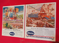 ORIGINAL 1944 & 1945 WHITE TRUCKS VINTAGE ADS -AFFICHE CAMIONS A