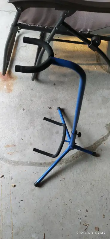 Guitar support Blue color.. Like new Can fold smaller and able to store away