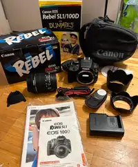 CANON EOS REBEL SL1 DSLR CAMERA WITH EF-S 18-55MM LENS + EXTRAS
