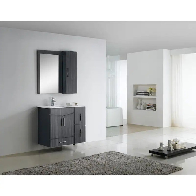 New 36" W Ultra Modern 3 Drawer/2 Door Wall Mount Vanity Base in Cabinets & Countertops in City of Toronto - Image 4