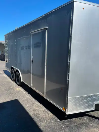 8.5’ W x 20’ L Rear Ramp Door is 6’11” H x 7’10” W Side Entry Door is 7’ H x 3’ W 2 5/16” Ball