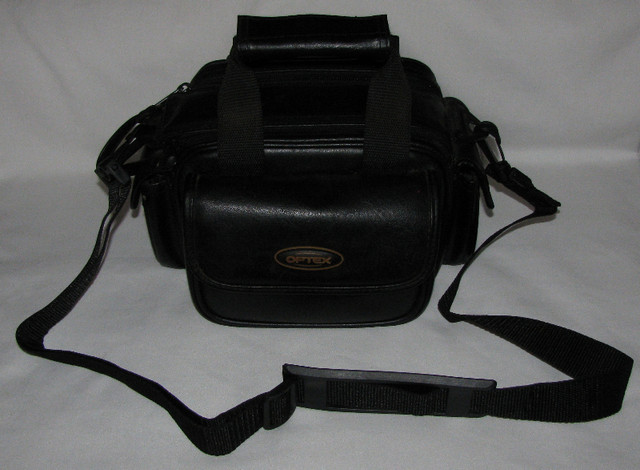 Small Black Leather-Look OPTEX Camera Bag with Shoulder Strap in Cameras & Camcorders in Saint John