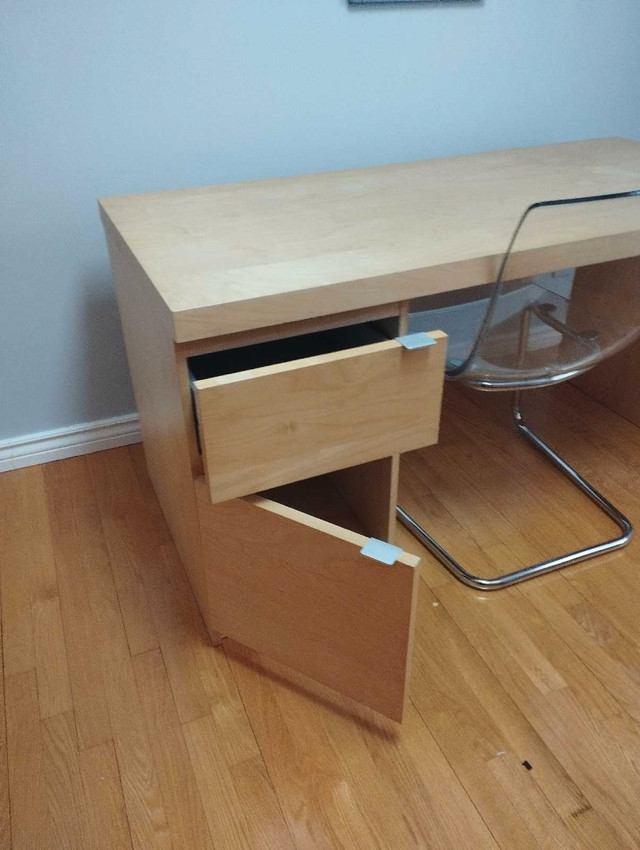Ikea Malm Desk Birch with Drawer and Cupboard in Desks in Ottawa - Image 2