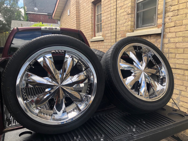 20” CHROME 5 LUG RIMS “DUAL DRILL HOLES” in Tires & Rims in Brantford - Image 2