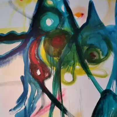 I'm a Toronto-based mural artist and selling some of my early canvas abstracts. Untitled, Acrylic on...