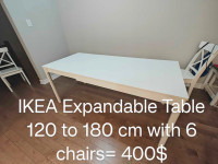 IKEA white table with 6 Chairs 