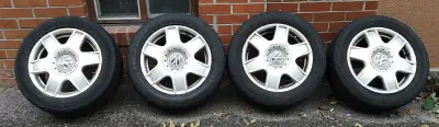 Good Winter tires with VW 5x110 alloy rim $75 each 215x55x16. $300 total. Balanced takeoffs. Trade f...