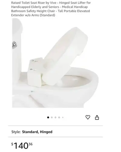 New Raised Toilet Seat Riser by Vive Standard Round, View more