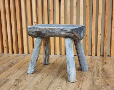 Rustic Country Chic Carved Wood Log Stool, View more