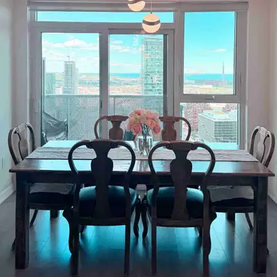 La-Z-Boy Solid Wood Dining Table Set with 6 Chairs, View more