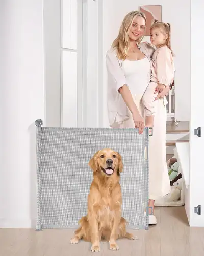 NEW Likzest Grey Retractable Baby / Pet Gate, Mesh 33 Tall, Extends up to 55 Wide (1138) $35 Still i...