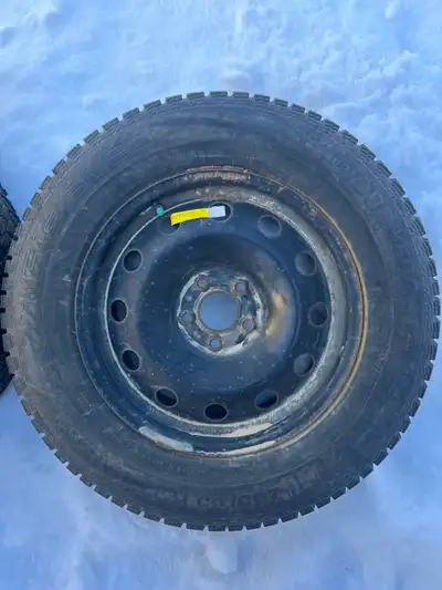Used for three winters. Rims are a 5x114.3 bolt pattern (used to be on a Kia Sorento). Selling becau...