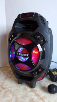 Portable Singing Speaker-FM radio.-• LED Lights- USB/TF port.