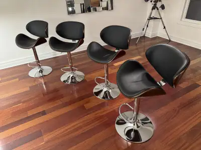 Mid-Century set of 4 Eames-Style Counter Height Bar Stools, View more